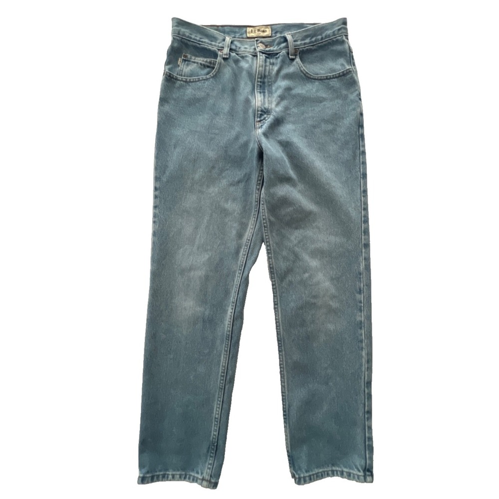 LL Bean Mens Classic Fit Straight Leg Jeans 33x30 Blue 100% Cotton Denim